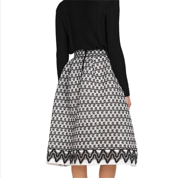 MAJE Josy Pleated Black and White Lace Midi Skirt - Picture 3 of 15